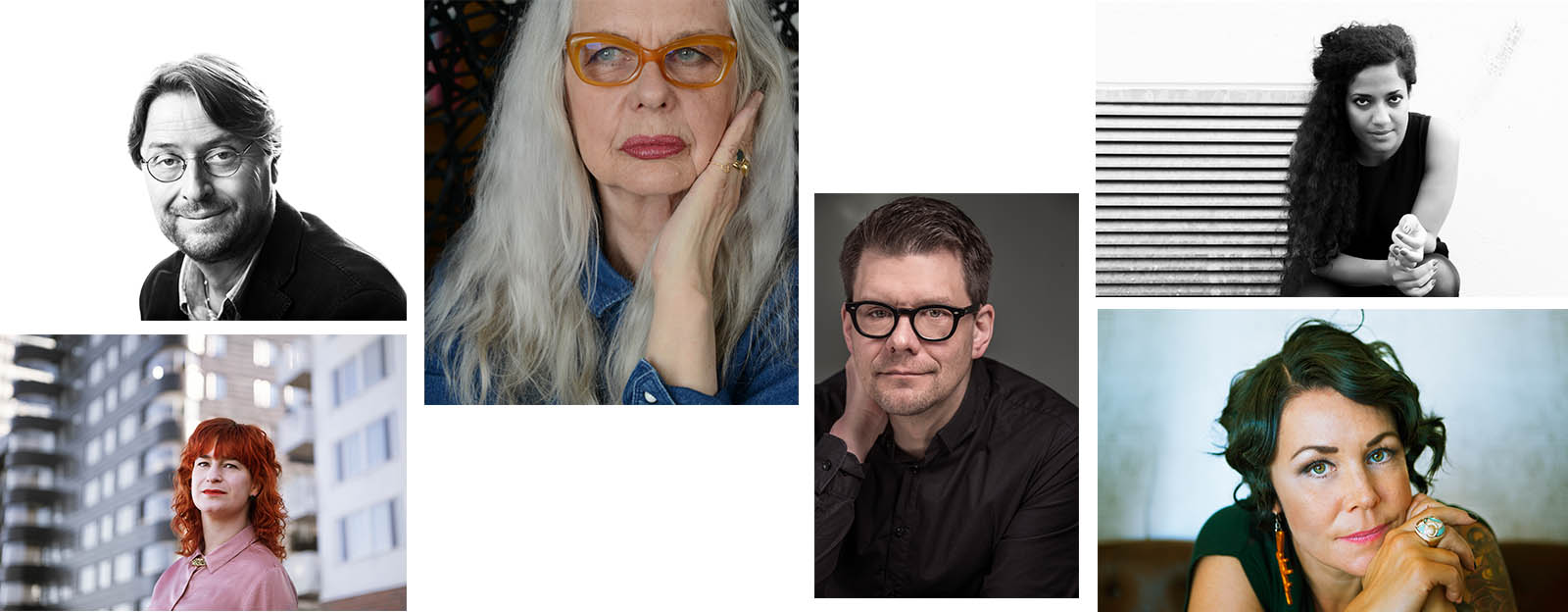 Montage av porträttbilder: Björn Sandmark Marianne Lindberg De Geer, JonasTrolle, Athena Farrokhzad,  Maria Sveland